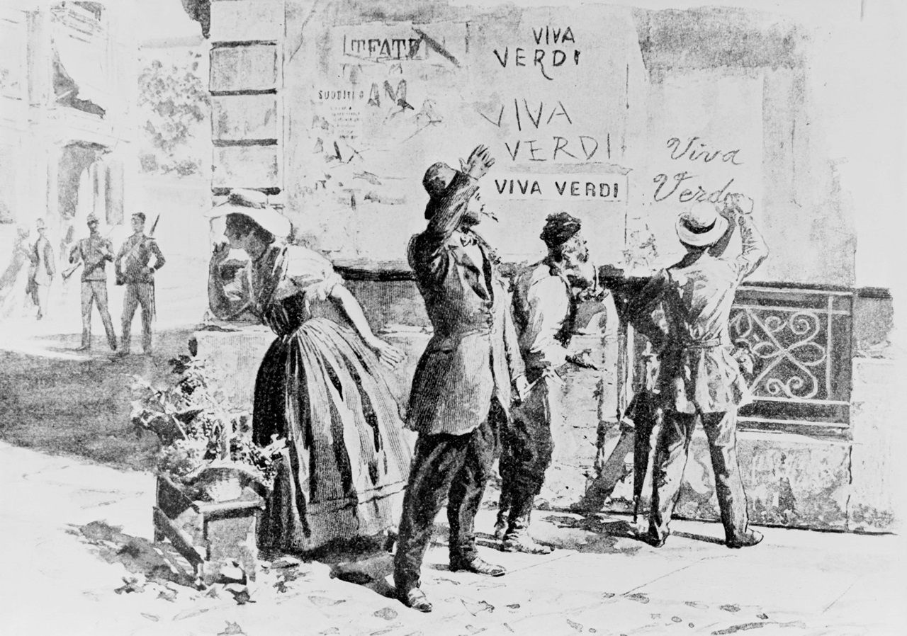 This was a patriotic gesture, not only in response to the composer Giuseppe Verdi, but to the Italian king. "Viva Vittorio Emanuelle Re D'Italia".