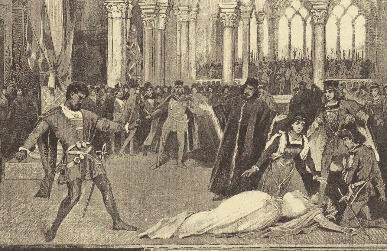 Opera Otello by Giuseppe Verdi at the Mariinsky Theatre in Saint Petersburg, November 26, 1887, 1887. Found in the collection of Russian National Library, St. Petersburg. (Photo by Fine Art Images/Heritage Images/Getty Images)